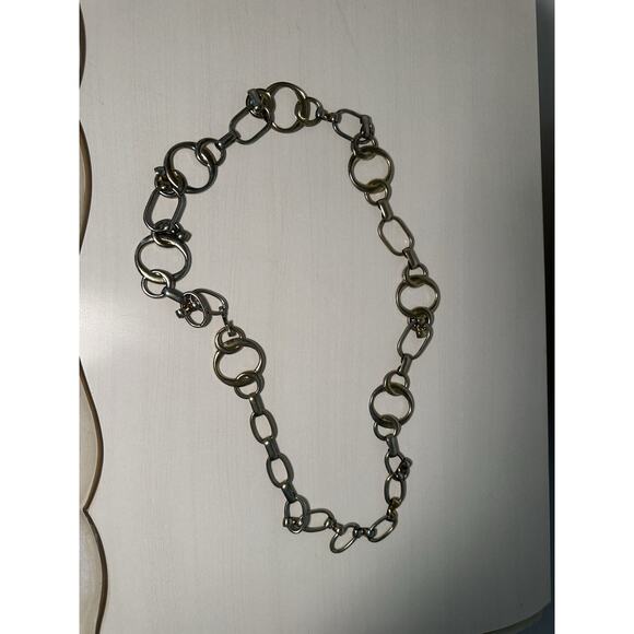 Vtg Silver Tone Circles Ovals Chain Link Modernist Women’s Belt M/L Hip Waist - Picture 5 of 5
